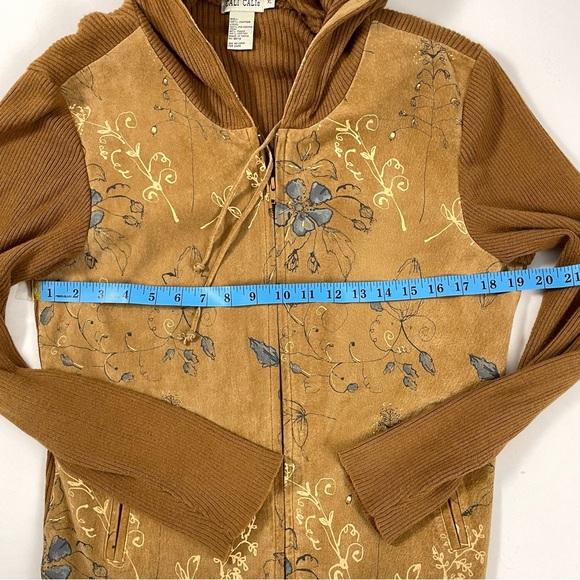 CALLI CALI’s Floral Boho Leather Suede Hoodie Sweater Zip Up Jacket Women’s XL - Picture 14 of 15